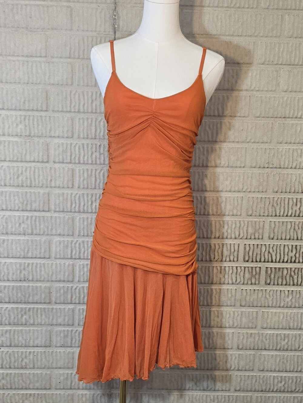 Vintage Thalia Sodi Orange Ruched Mini Homecoming Dress
